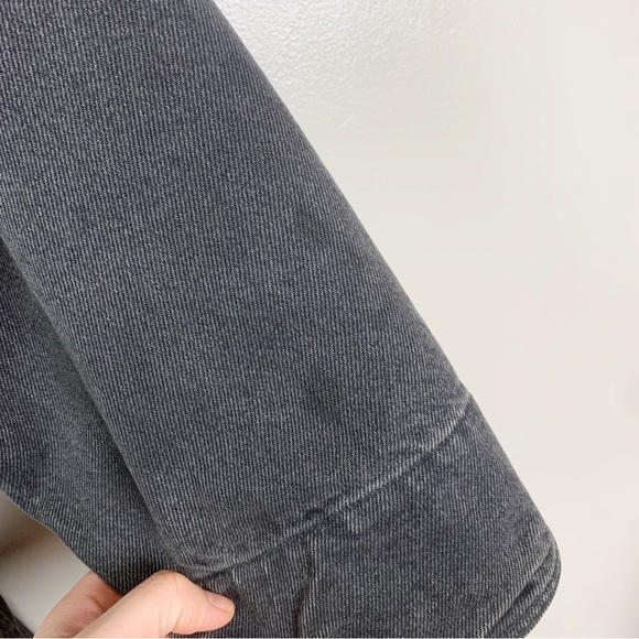 VINTAGE WOOLRICH Black Denim Jacket Serape Aztec Wool Lining Faded Distressed L - Picture 7 of 13